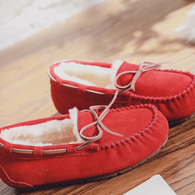 Mocassini in pelle scamosciata con fodera