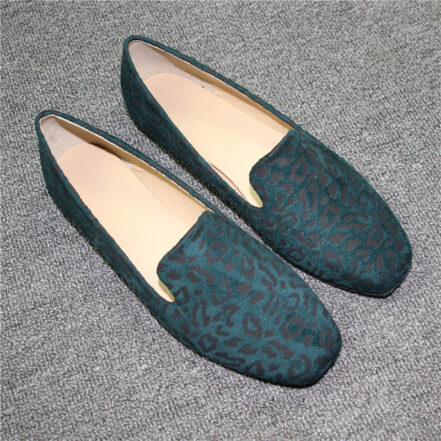 Mocassini stampa leopardata con punta quadrata da donna