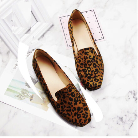Mocassini da Donna con Punta Quadrata e Stampa Leopardata