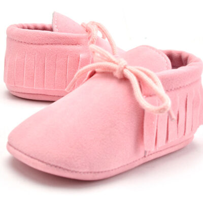 Mocassini con Lacci e Frange da Neonata