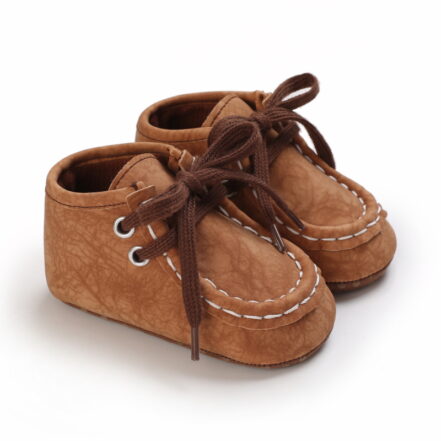 Mocassini Stringati con Effetto Craquelé da Neonato