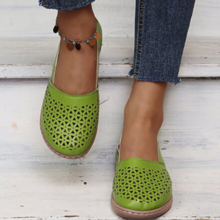 Mocassini da Donna Traforati Stile Vintage con Piccola Zeppa